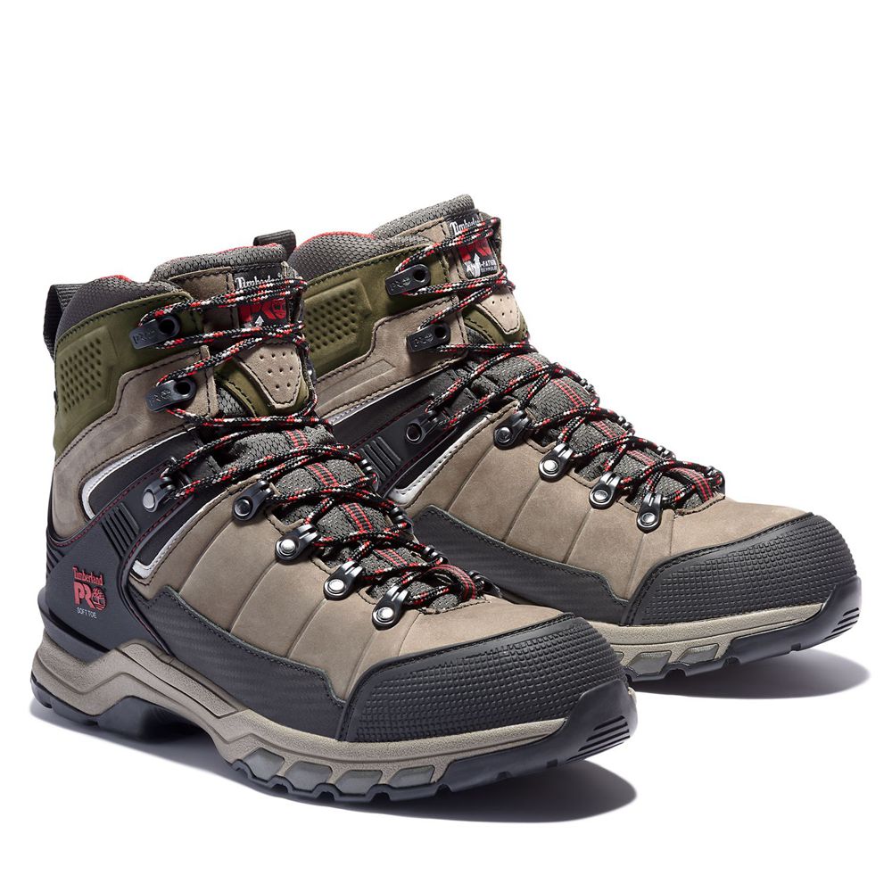 Timberland Mens Work Boots PRO® Hypercharge TRD Waterproof Soft-Toe - Olive/Black - India KA8239514